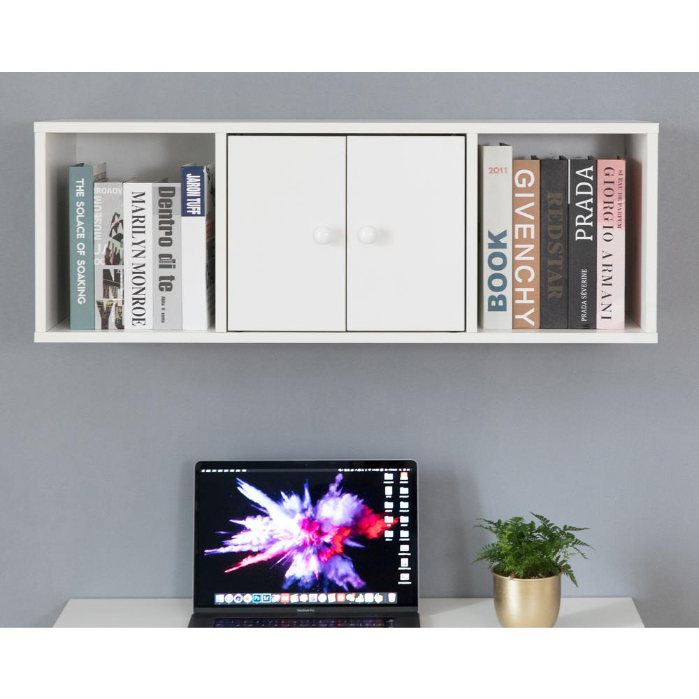 Basicwise Wall Mounted Office Computer Desk And Floating Hutch Basicwise Wall Mounted Office Computer
