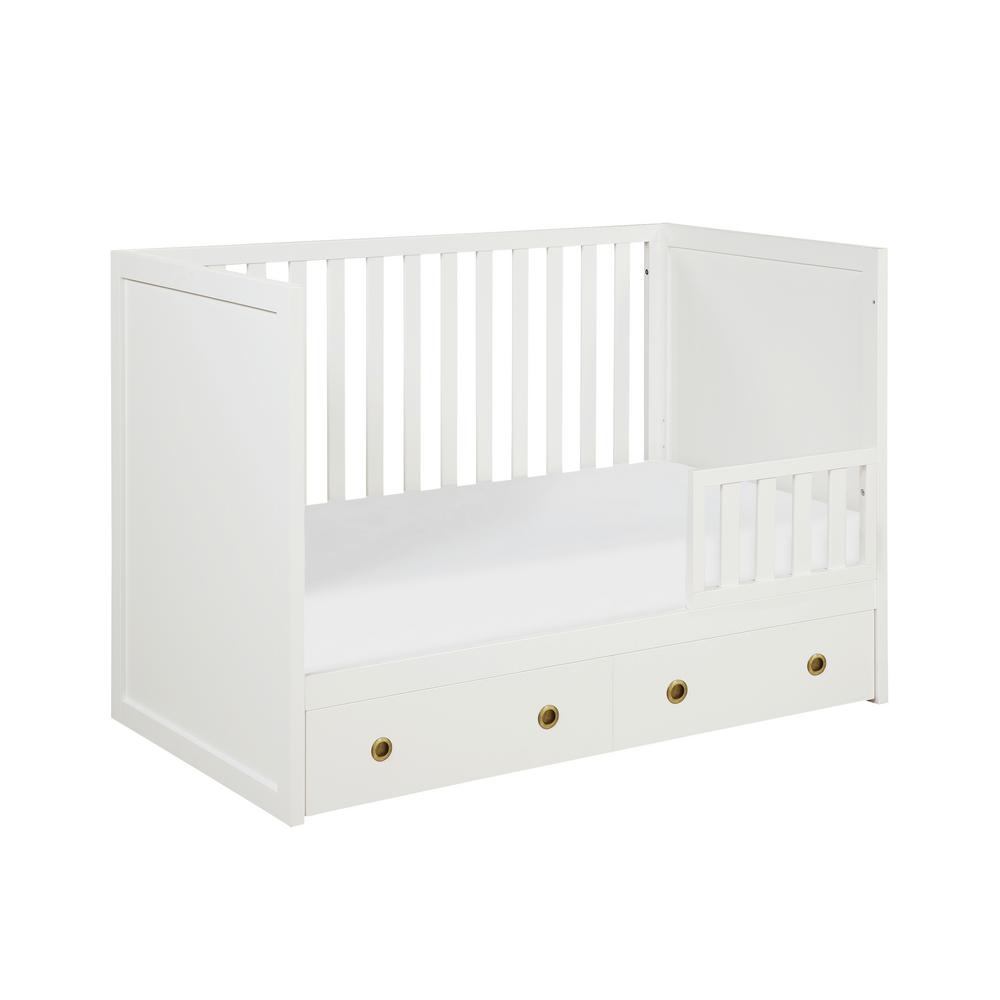 Novogratz Rue 3 In 1 White Convertible Baby Crib With Storage