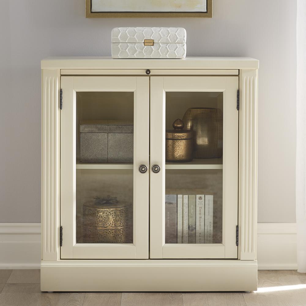 Edinburgh Ivory Storage Glass Door Cabinet 6236 887 The Home Depot