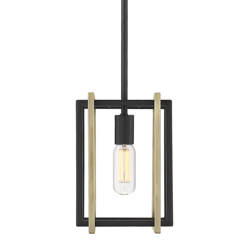 Golden Lighting Tribeca 1 Light Black With Aged Br Accents Mini Pendant Golden Lighting Tribeca 1 Light Black With Aged Br Accents Mini Pendant