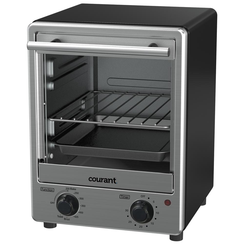 Courant 4 Sandwich Bread Slice Stainless Steel Front Toaster Oven Courant 4 Sandwich Bread Slice Stainless Steel Front Toaster Oven