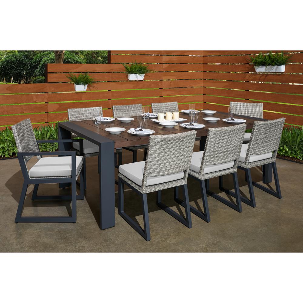 RST Brands Milo Grey 9-Piece Wicker Outdoor Dining Set with Sunbrella