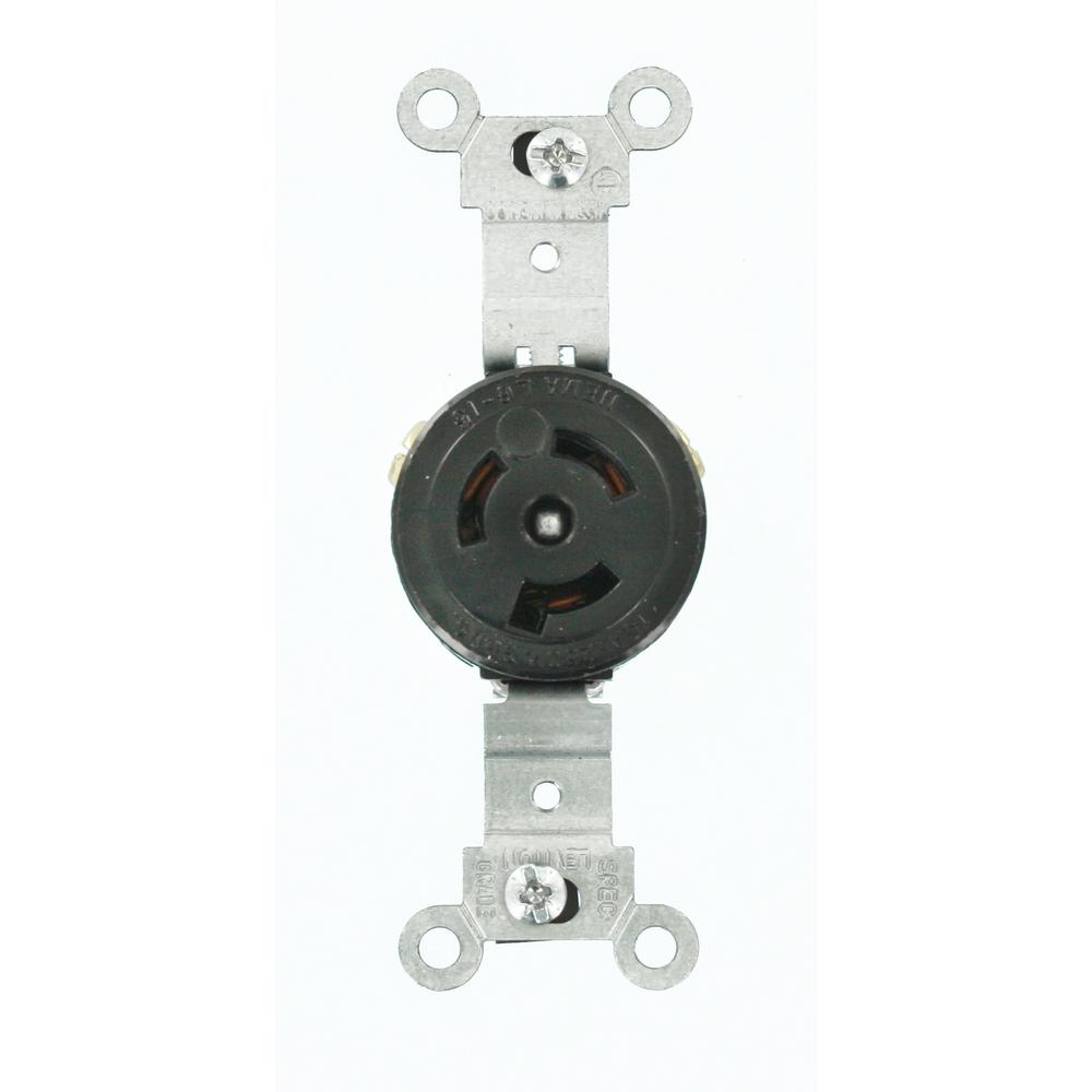 Leviton 15 Amp 250Volt Grounding Locking Single Outlet, Black4560 The Home Depot