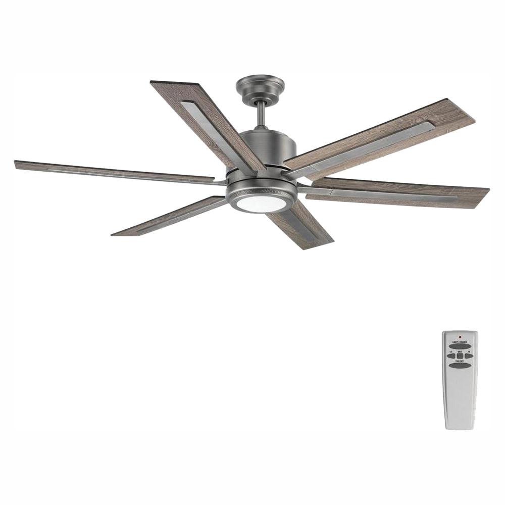 Progress Lighting Glandon 60 In Indoor Led Antique Nickel Ceiling Fan For Living Room With Light Kit And Remote