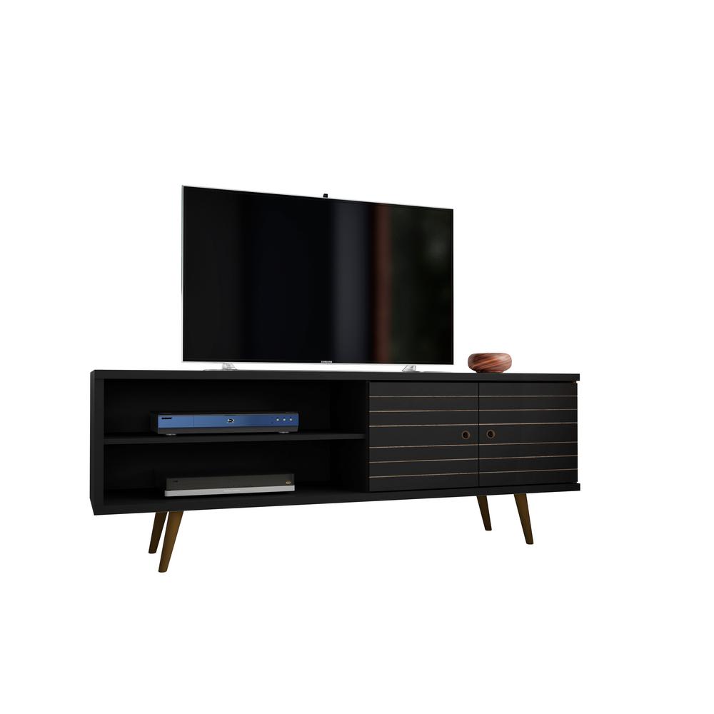 Tv Console Black Mid Century Modern Stands Living Room Black 3 Shelf Tv Stand