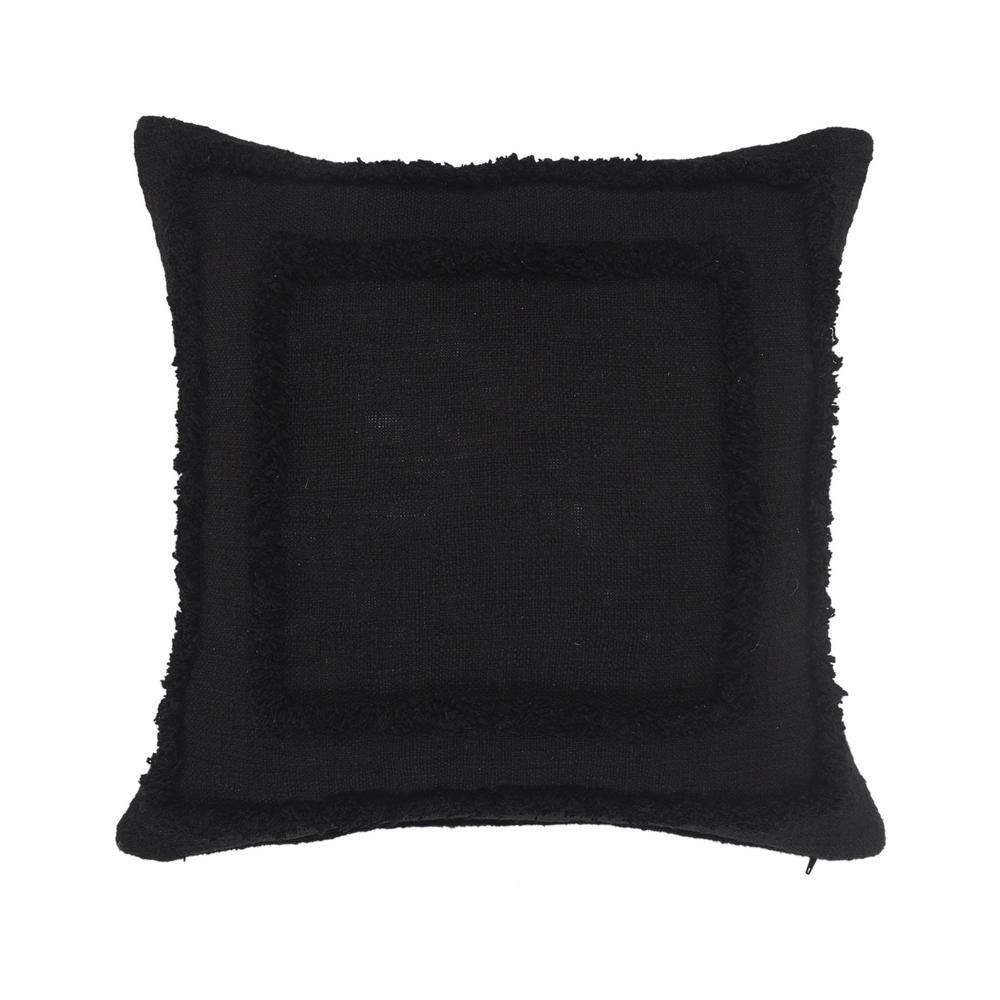 LR Home Modern Black Tufted Solid Soft Poly Fill 20 in. x 20 in. Throw
