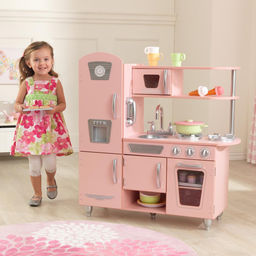 Kidkraft Pink Vintage Kitchen Playset 53179 The Home Depot