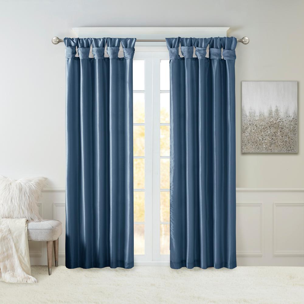 Madison Park Natalie Teal 50 In X 84 In Twist Tab Lined Window