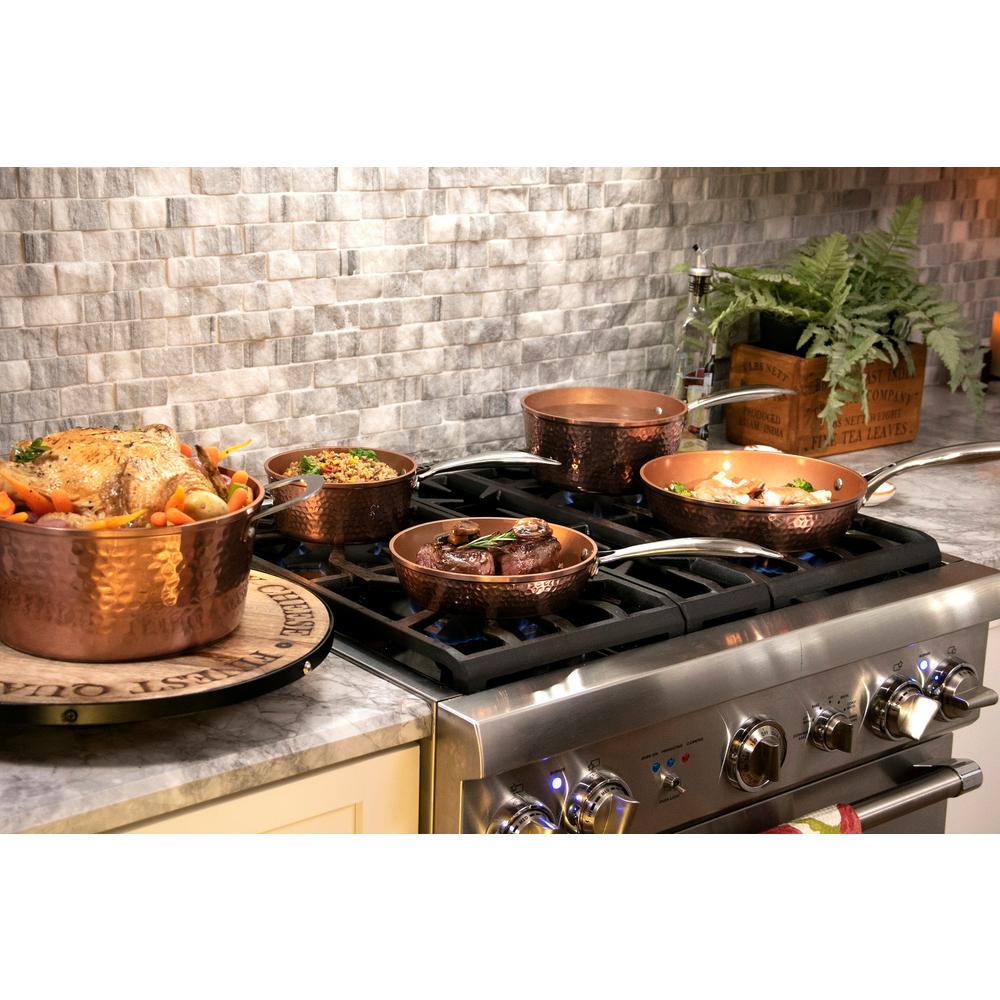 Gotham Steel Hammered Copper 5 Piece Aluminum Non Stick Cookware