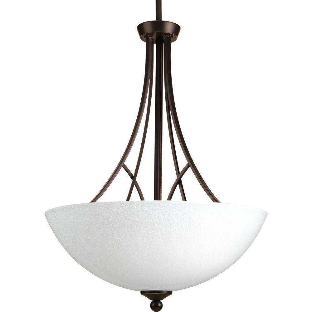 Progress Lighting Prosper Collection 3 Light Antique Bronze Foyer Pendant With Polished Seeded Glass