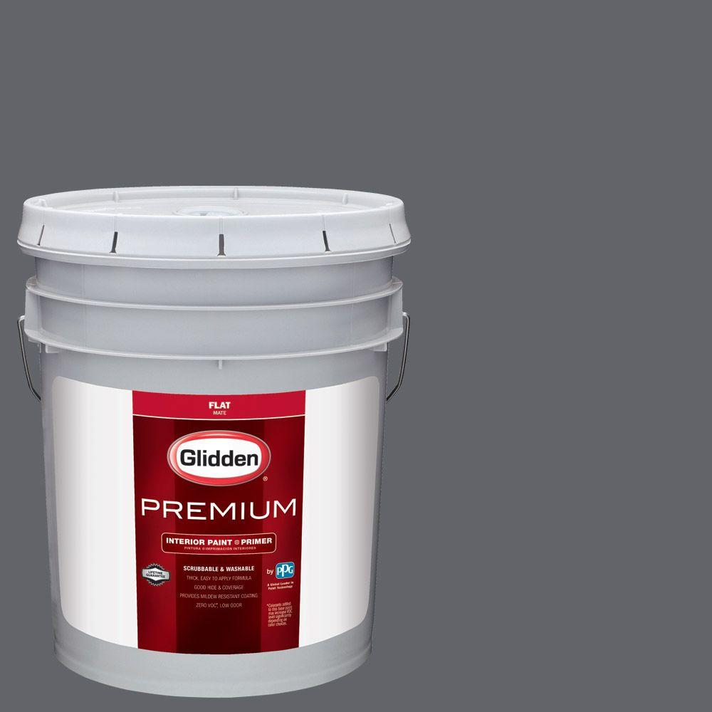 Glidden Premium 5 gal. HDGCN39D Dark Grey Silk Flat Interior Paint