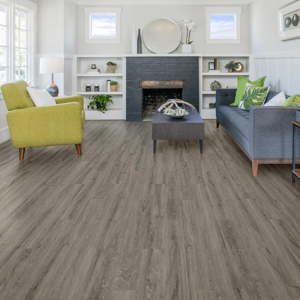 Verge 6 In W X 48 In L Silver Oak Glue Down Vinyl Plank Flooring 36 Sq Ft Case D638118 The Home Depot