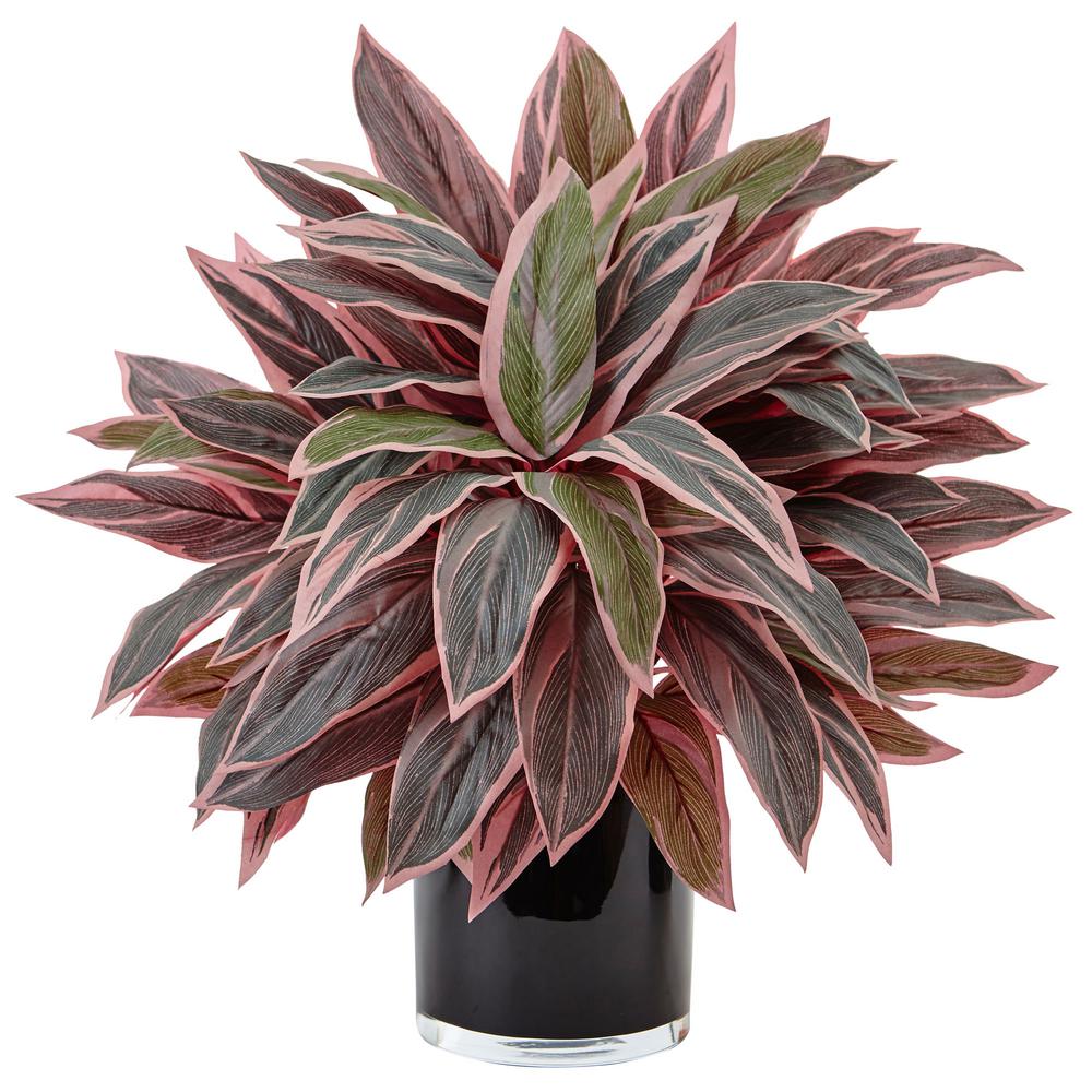 Nearly Natural Indoor Caladium Artificial Plant In Black Glossy Planter   Nearly Natural Artificial Foliage 6940 64 1000 