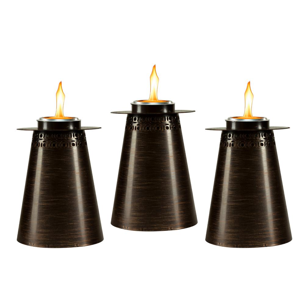 Tiki 7 5 In Clean Burn Fire Pillar Metal Table Torch Copper 3 Pack Tiki 7 5 In Clean Burn Fire Pillar Metal Table Torch Copper 3 Pack