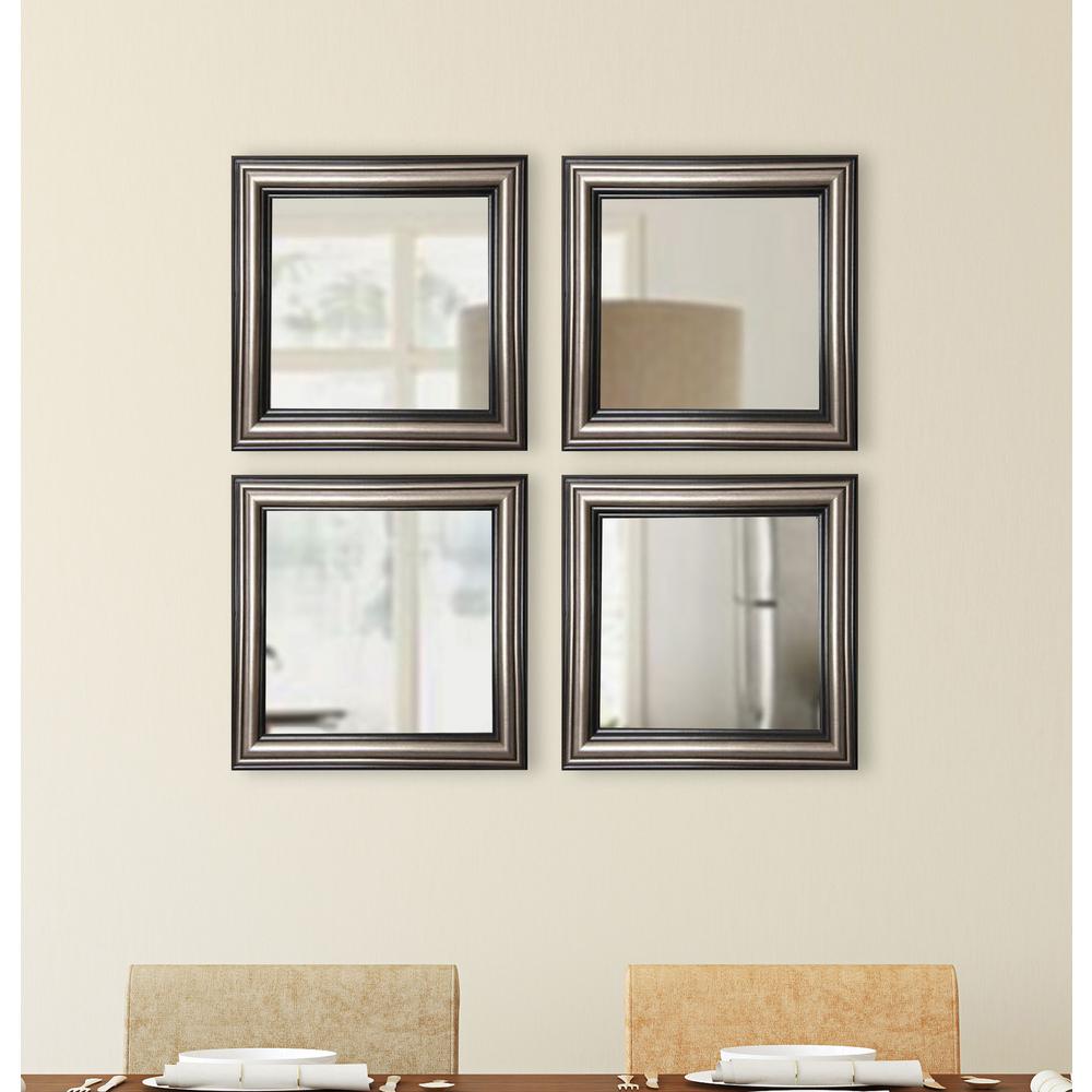 17 5 In X Antique Silver Square Wall Mirrors Set Of 4