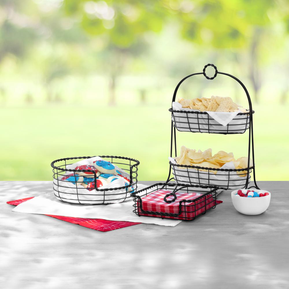 Spectrum Everly Countertop Black Fruit Bowl Basket Produce Holder