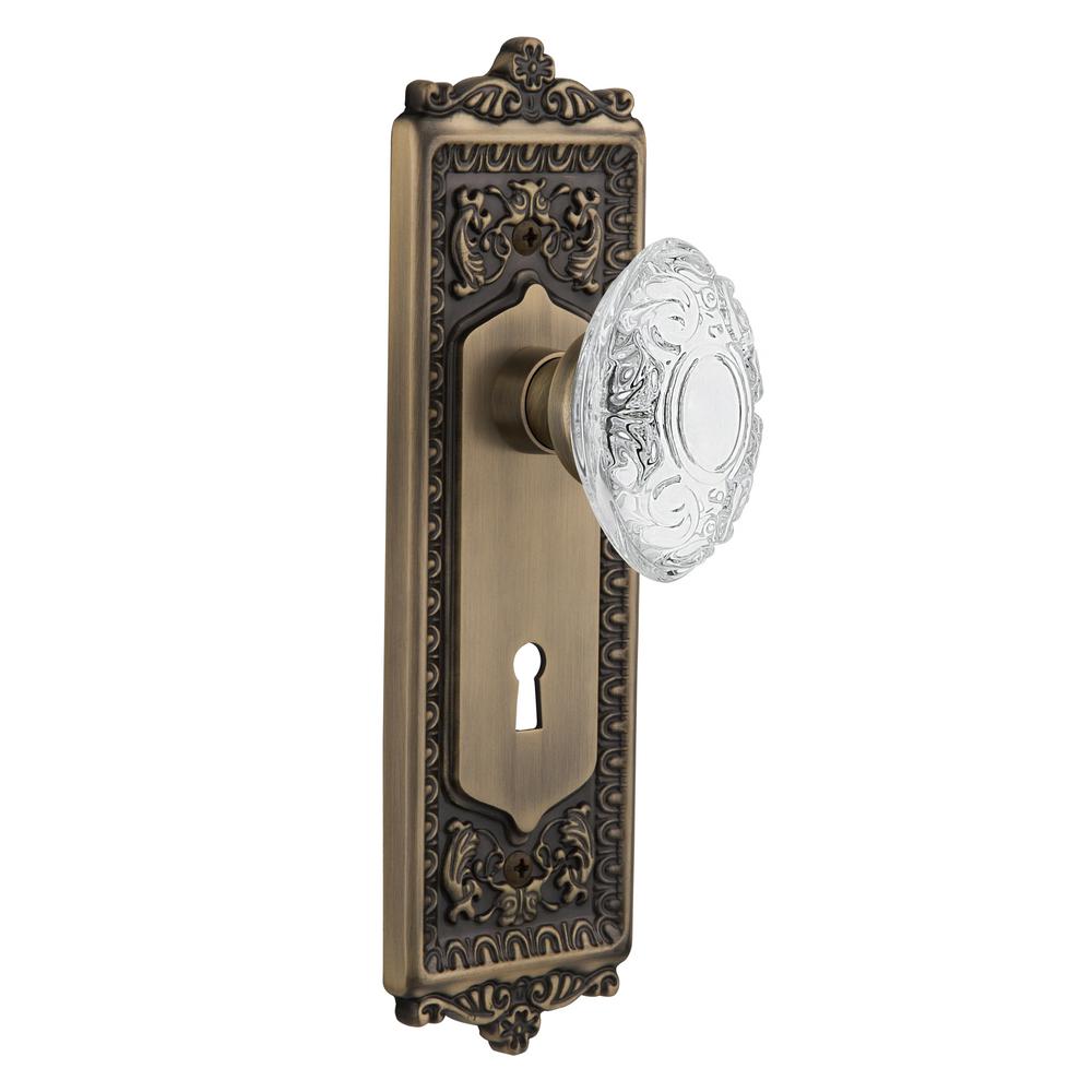 Solid Br Door S Hardware The Home Depot Egg And Dart Plate Interior Mortise Crystal Victorian Door In