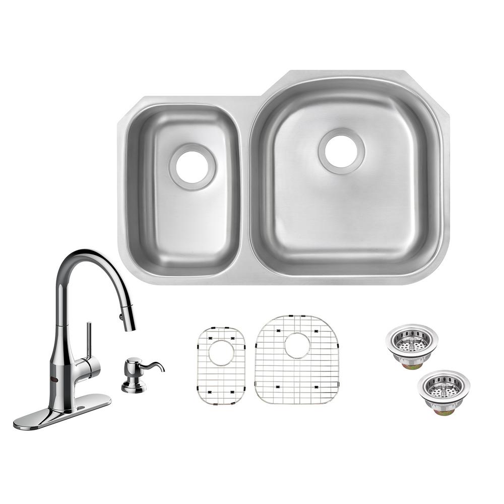 Glacier Bay AllinOne Undermount 18Gauge Stainless Steel 32 in. 30/70