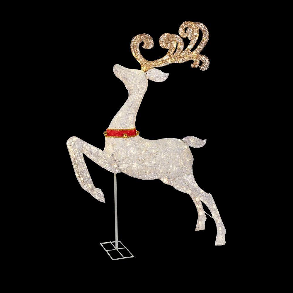 Home Accents Holiday 65 in. LED Lighted White PVC Jumping Reindeer ...