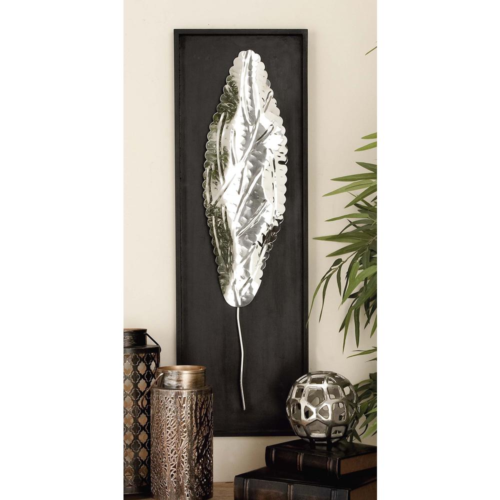 Litton Lane 12 In X 36 Stainless Steel Scalloped Leaf Wall Stainless Steel Scalloped Leaf Wall Decor