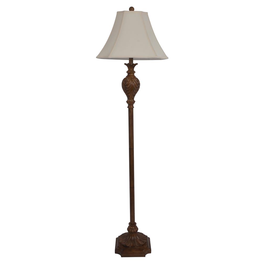 Decor Therapy Roland 61 In Borden Brown Floor Lamp With Faux Silk Shade Decor Therapy Roland 61 In Borden Brown Floor Lamp With Faux Silk Shade