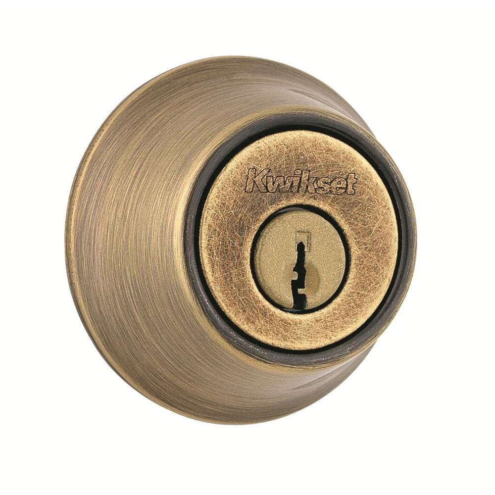 Kwikset Antique Brass Double Cylinder Deadbolt L082236 The Home Depot