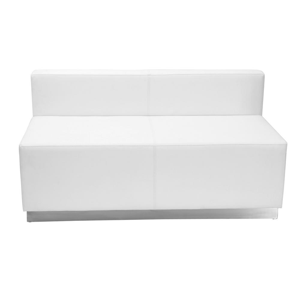 Faux Leather White Sofas Loveseats Living Room Furniture Hercules Alon Series White Leather Loveseat With Brushed Stainless Steel Base