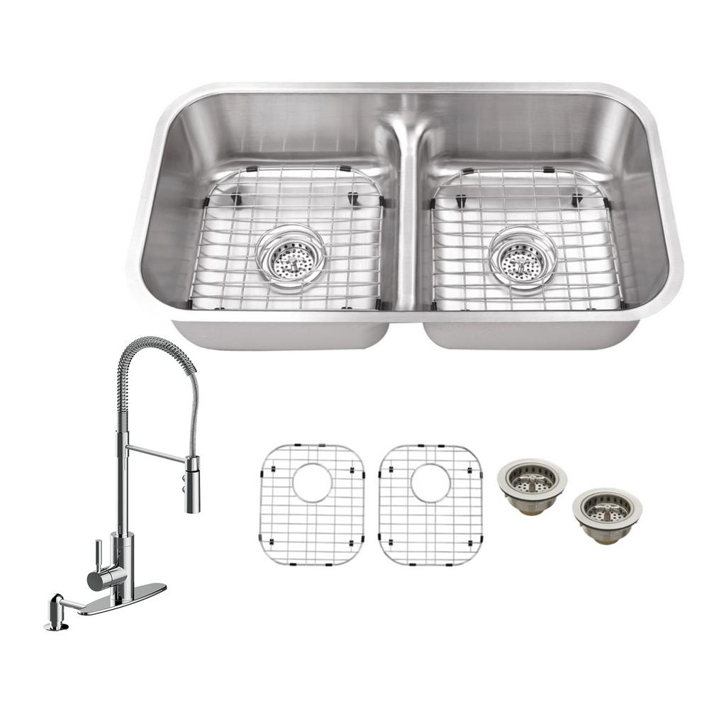IPT Sink Company AllinOne Undermount Stainless Steel 32.5 in. 50/50