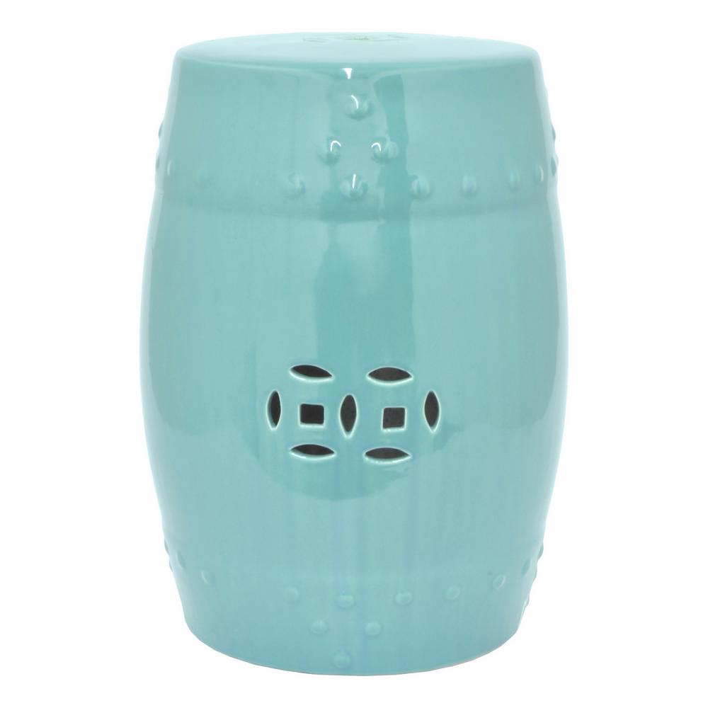 Three Hands Turquoise In Blue Garden Stool 79010 The Home Depot