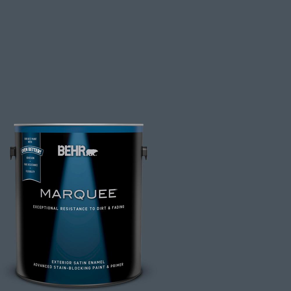 BEHR Premium Plus Ultra 5 gal. N4807 Midnight Blue Satin Enamel Exterior Paint and Primer in