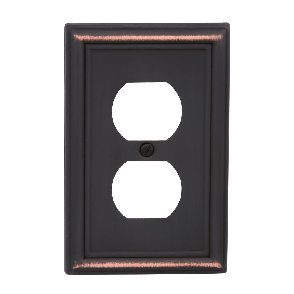 Hampton Bay Ascher Series 1 Duplex Outlet Plate in Aged Bronze149DDBHB The Home Depot