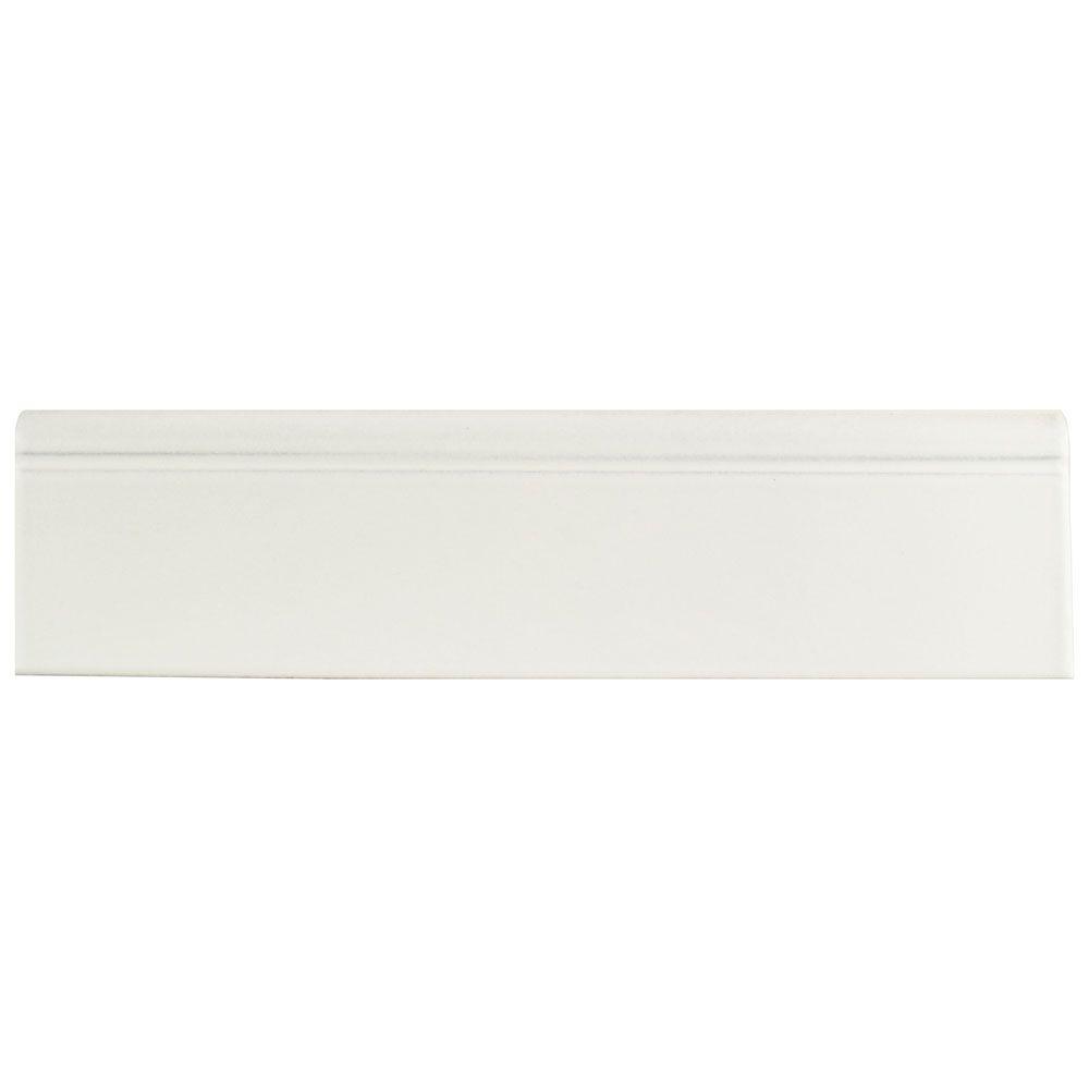 Merola Tile Battiscopa Matte White 3-1/4 in. x 12-3/8 in. Ceramic Wall