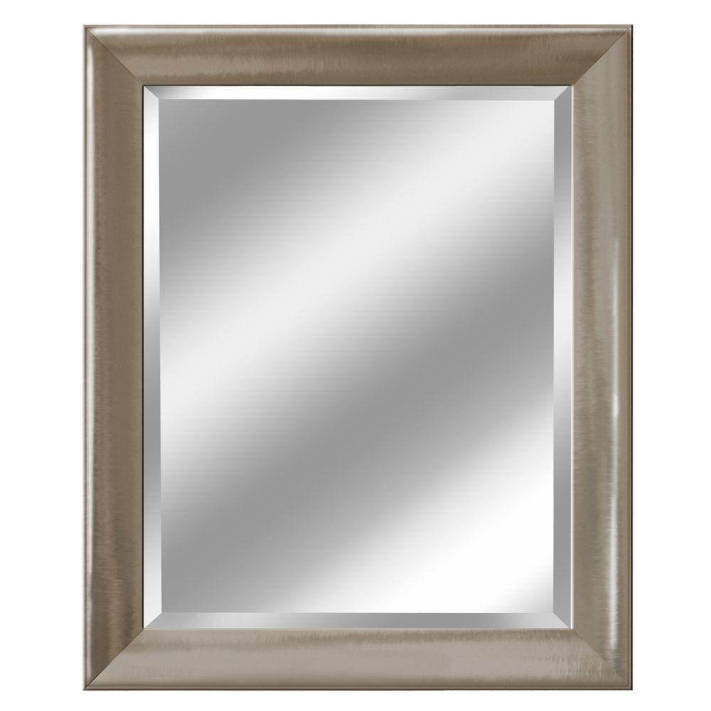 Reviews For Deco Mirror 28 In W X 34 In H Framed Rectangular Beveled Edge Bathroom Vanity Mirror In Brush Nickel 2076 The Home Depot