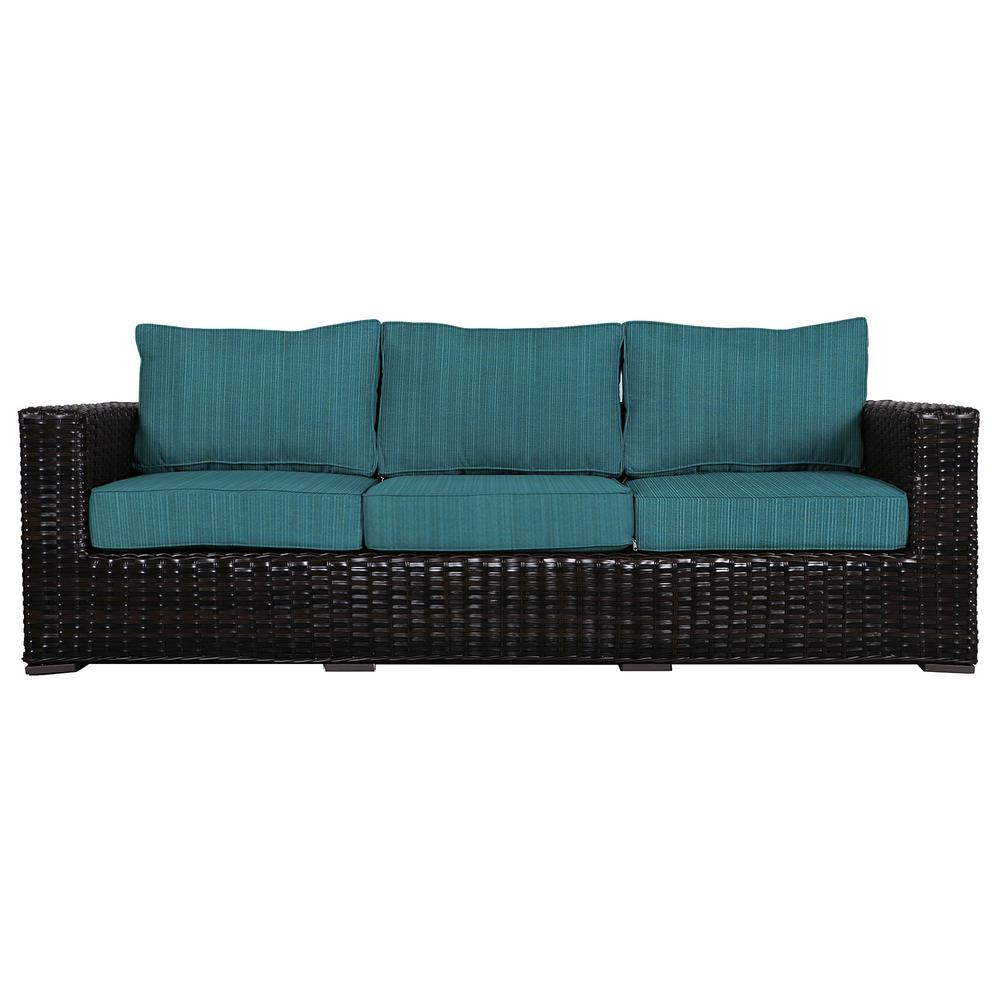 Envelor Santa Monica Patio Wicker Outdoor Sofa With Sunbrella Deep Patio Wicker Outdoor Sofa