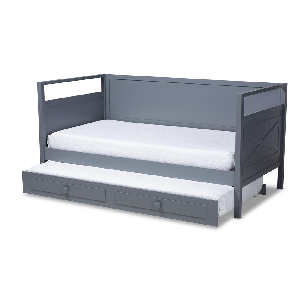 Baxton Studio Cintia Gray Twin Daybed With Trundle 158 96439657 Hd