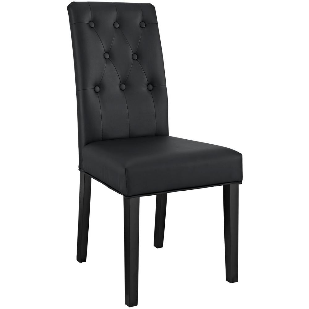 Faux Leather Black Parsons Chair Dining Chairs Kitchen Confer Black Dining Vinyl Side Chair