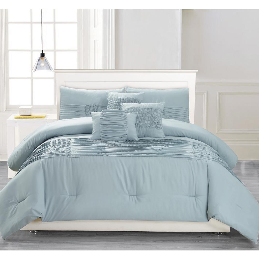 Kensie Geonna 6 Piece Ether Blue King Comforter Set 12968d