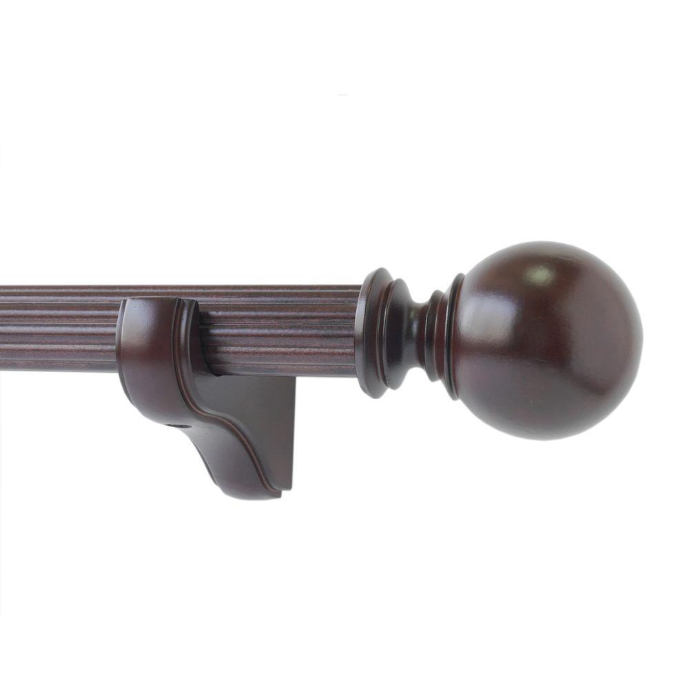 Reeded 1 3 8 In New Martha Stewart 8 Ft Curtain Wood Pole Dark
