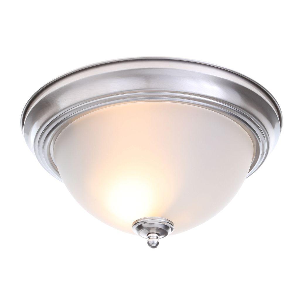 commercial electric 13 in. 2-light brushed nickel flushmount with