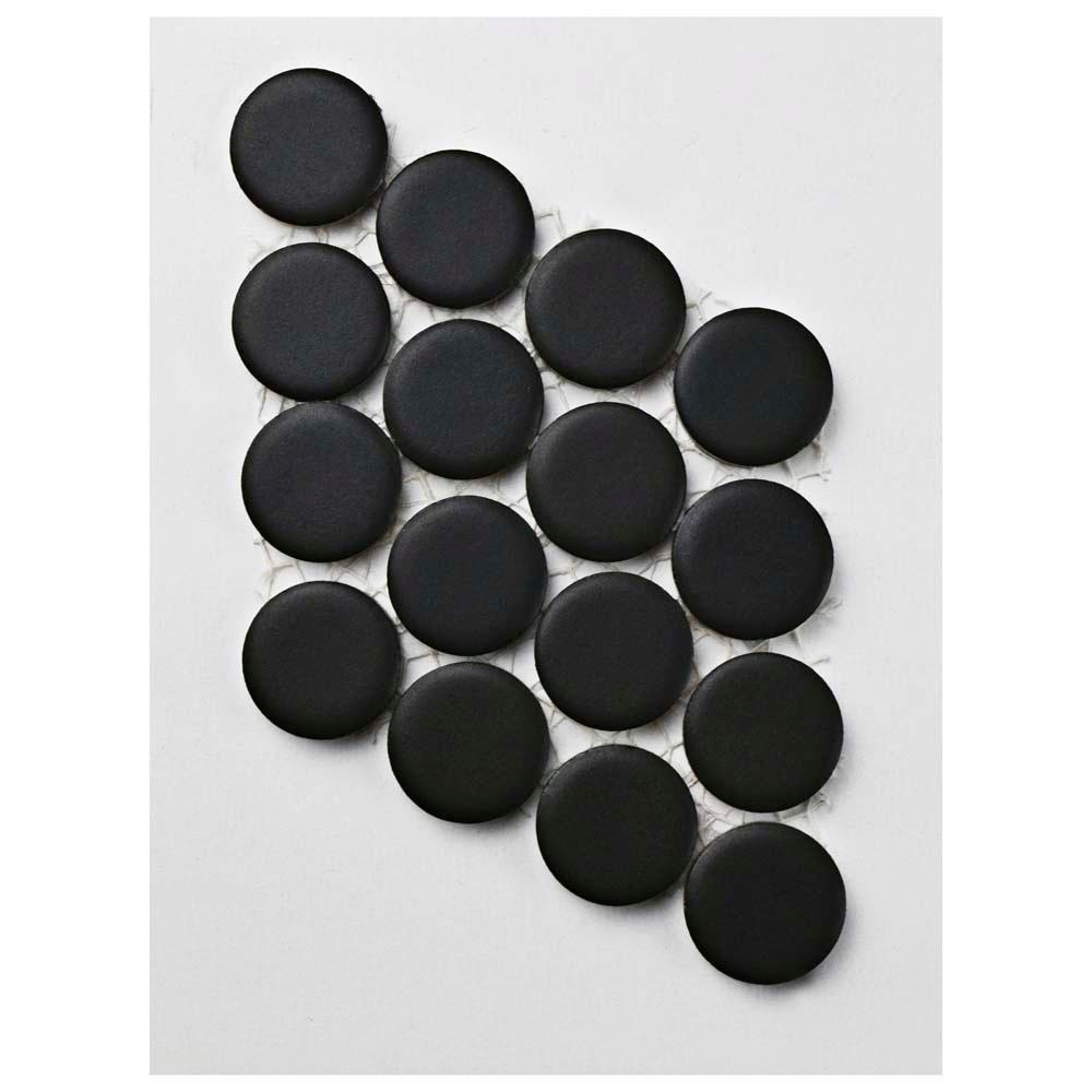 Merola Tile Hudson Penny Round Matte Black Porcelain Mosaic 3 Merola Tile Hudson Penny Round Matte Black Porcelain Mosaic 3 In X 4