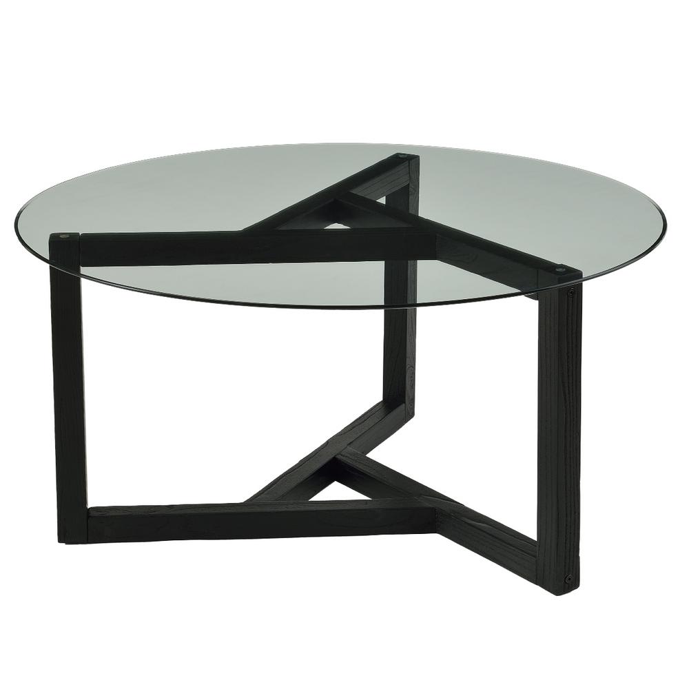 Harper Bright Designs Espresso Round Tempered Glass Top Coffee
