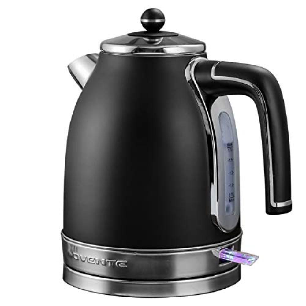 black and stainless steel kettle