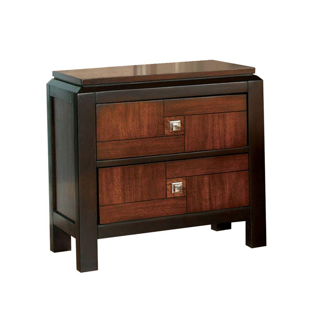 Benjara Transitional Patra 2 Drawer Acacia And Walnut Nightstand Bm123140 The Home Depot