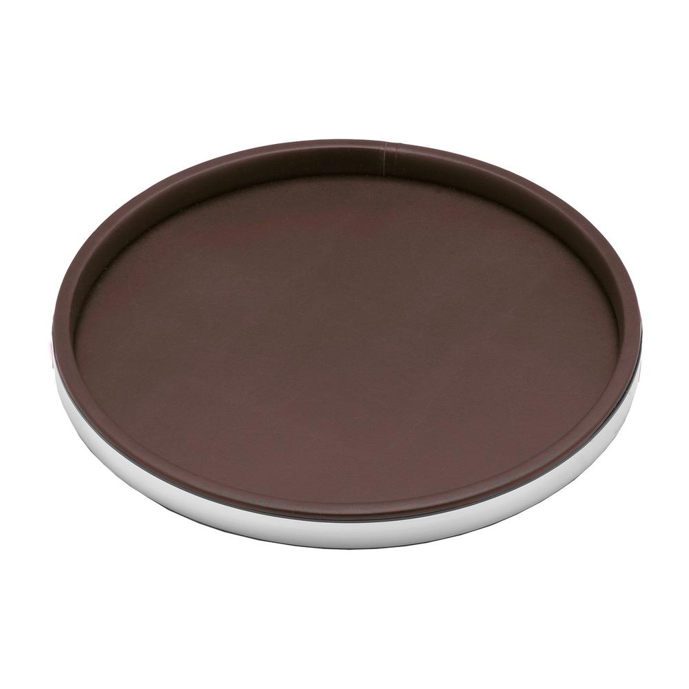 Kraftware Sophisticates 14 In Round Serving Tray Brown And Kraftware Sophisticates 14 In Round Serving Tray Brown And Brushed Chrome