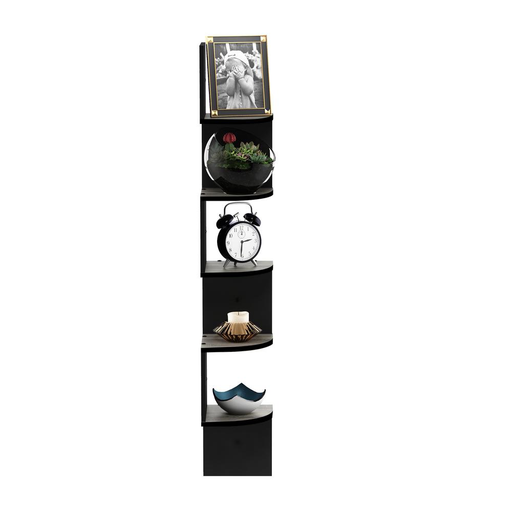 Lipper International 9 5 In X 10 Bamboo 3 Tier Corner 5 Tier French Oak Grey Black Wall Mount Floating Radial Corner Shelf