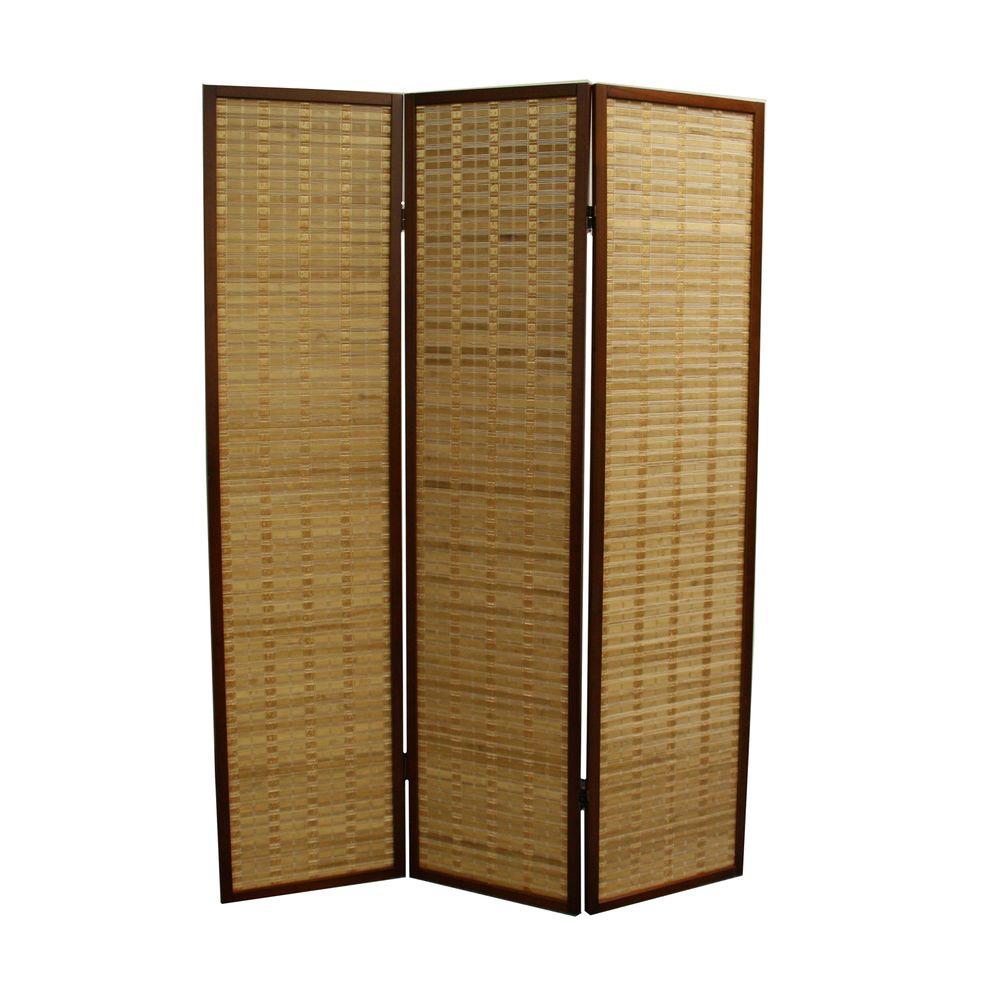 ORE International 5.85 ft. Honey Brown 3-Panel Room Divider-NYBP-084-3 ...