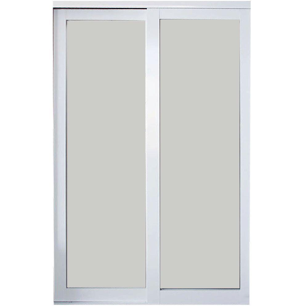 Contractors Wardrobe 72 In X 81 Eclipse 1 Lite White Aluminum Frame Mystique Glass Interior Sliding Door