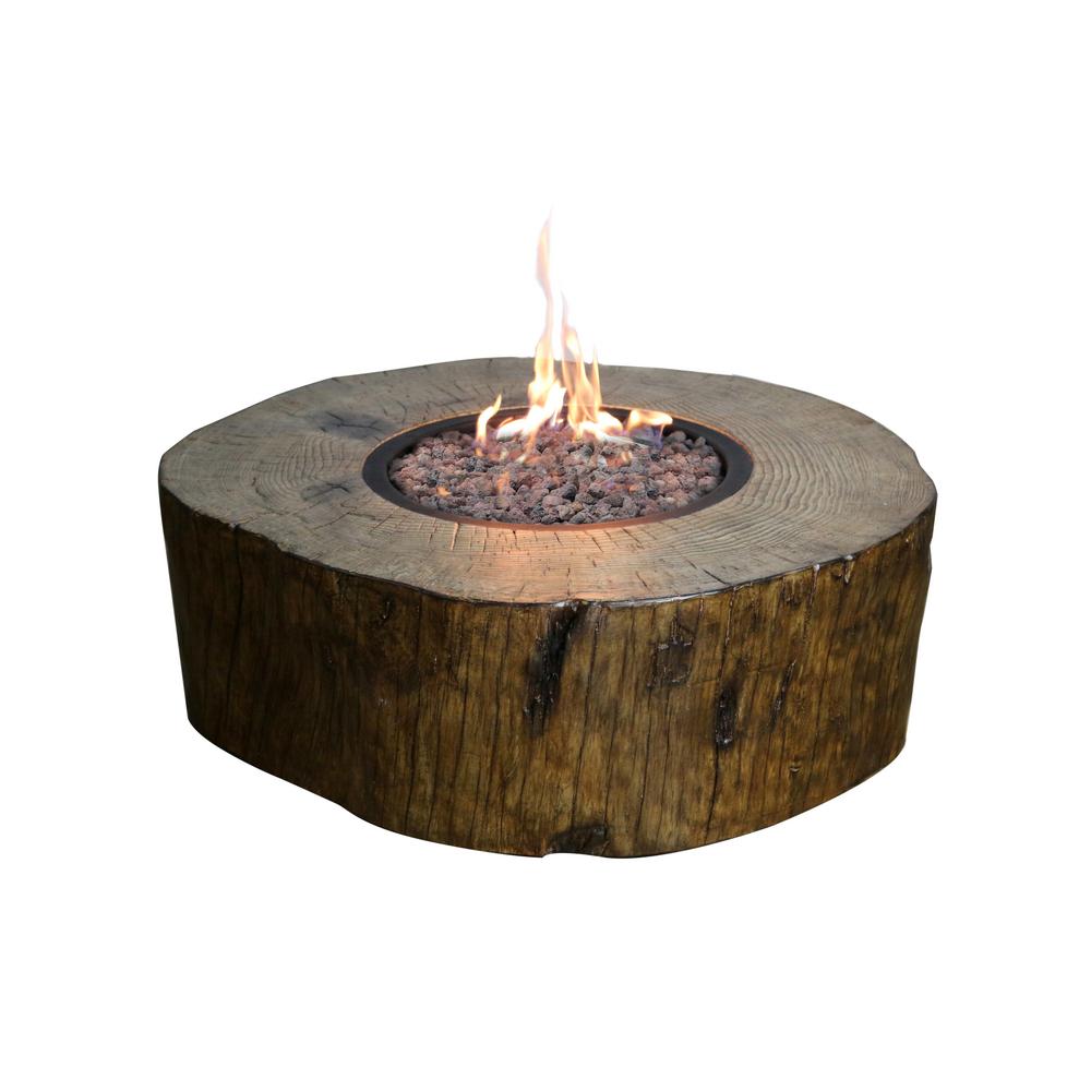 Elementi Blazing Timber 37 In Round Eco Stone Propane Fire Pit Elementi Blazing Timber 37 In Round Eco Stone Propane Fire Pit Natural Brown
