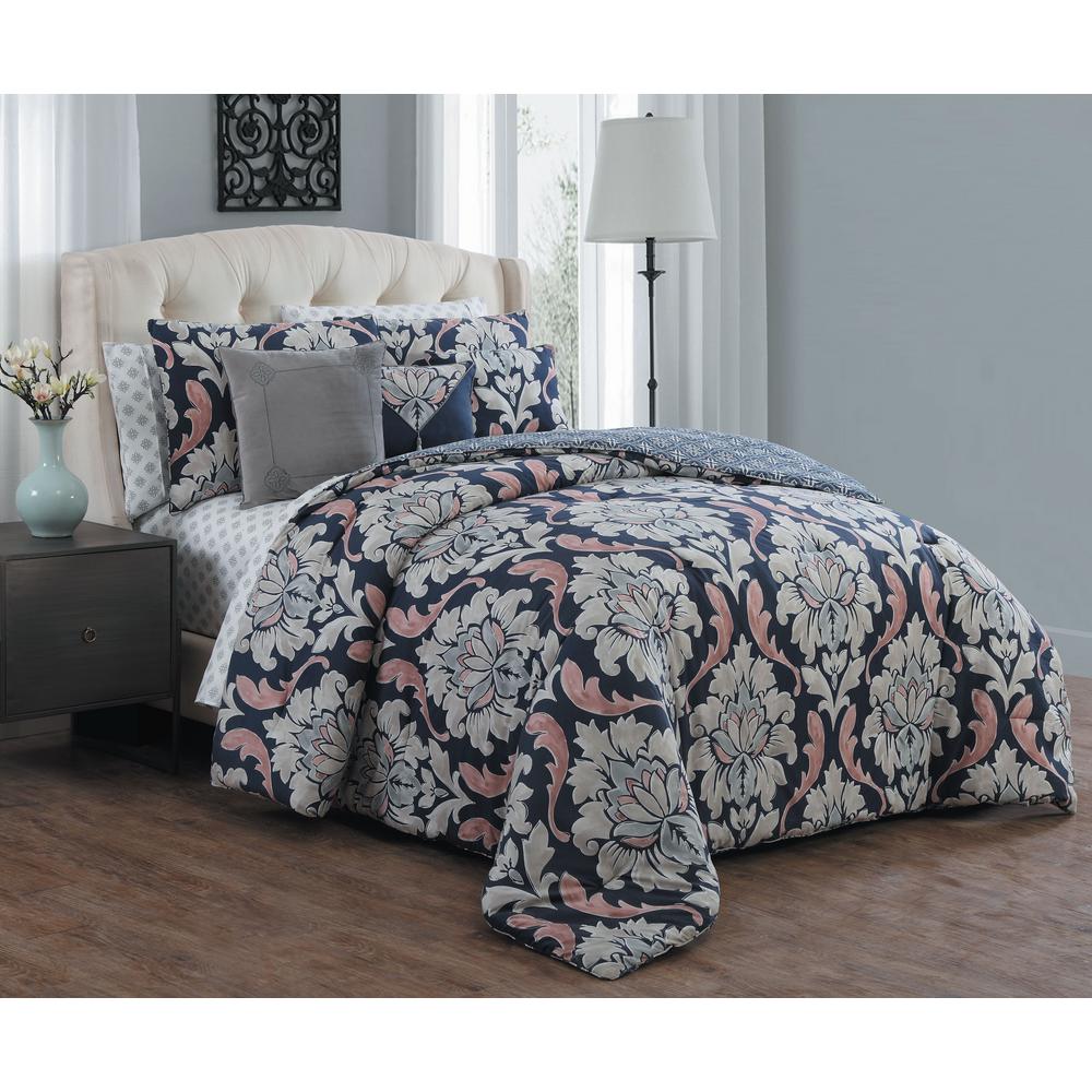 Avondale Manor Forte 10 Piece Navy Queen Comforter Set Forte 10 Piece Navy Queen Comforter Set