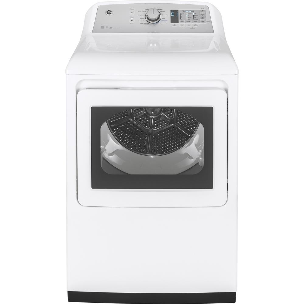 GE 7.4 cu. ft. 120 Volt White Gas Vented Dryer with Steam and Wifi Connected, ENERGY STAR